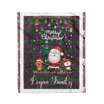 Personalized Gift Tartan Plaid Blanket Clan Logan With Funny Santa Snowman Reindeer Merry Christmas Fleece Blanket, Home Living Room, Plaid Blanket, Tartan Blanket, Scottish Blanket, Buffalo fleece blanket, Christmas Blanket