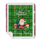 Personalized Gift Tartan Plaid Blanket Clan Galloway District With Funny Santa Snowman Reindeer Merry Christmas Gift Sherpa Blanket, blue plaid sherpa blanket,blue tartan sherpa blanket,Buchan,buffalo plaid sherpa blanket,christmas sherpa blanket,Christmas Throw Blanket
