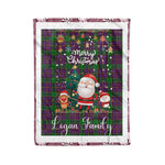 Personalized Gift Tartan Plaid Blanket Clan Logan With Funny Santa Snowman Reindeer Merry Christmas Fleece Blanket, Home Living Room, Plaid Blanket, Tartan Blanket, Scottish Blanket, Buffalo fleece blanket, Christmas Blanket