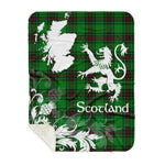 Scotstee Shop - Tartan Blanket Thistle and Lion Scottish Clan Logie Plaid Blanket - Sherpa Blanket