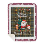 Personalized Gift Tartan Plaid Blanket Clan Stewart Hunting Weathered With Funny Santa Snowman Reindeer Merry Christmas Gift Sherpa Blanket, blue plaid sherpa blanket,blue tartan sherpa blanket,Buchan,buffalo plaid sherpa blanket,christmas sherpa blanket,Christmas Throw Blanket