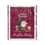 Personalized Gift Tartan Plaid Blanket Clan Hamilton Modern With Funny Santa Snowman Reindeer Merry Christmas Fleece Blanket, Christmas Blanket, Plaid Blanket, Tartan Blanket,Scottish Blanket