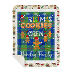 Personalized Gift Tartan Plaid Blanket Clan Barclay Hunting With Christmas Cookie Baking Crew Christmas Gift Sherpa Blanket, tartan sherpa blanket,buffalo plaid sherpa blanket,christmas sherpa blanket,Christmas Throw Blanket,green plaid sherpa blanket,green sherpa blanket
