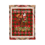 Personalized Gift Plaid Tartan Blanket Clan MacKinnon With Moose Lover Xmas Gift Santa Riding Christmas Fleece Blanket