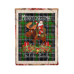 Personalized Gift Plaid Tartan Blanket Clan Webster With Moose Lover Xmas Gift Santa Riding Christmas Fleece Blanket