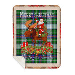 Personalized Gift Plaid Tartan Blanket Clan MacKenzie Dress Modern With Moose Lover Xmas Gift Santa Riding Buffalo Plaid Christmas Sherpa Blanket