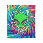 Scotstee Shop - Scotstee Shop Blanket Green Alien Head Tie-Dye Colorful Rainbow Hippie Fleece Blanket