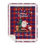 Personalized Gift Tartan Plaid Blanket Clan Haldane With Funny Santa Snowman Reindeer Merry Christmas Gift Sherpa Blanket, blue plaid sherpa blanket,blue tartan sherpa blanket,Buchan,buffalo plaid sherpa blanket,christmas sherpa blanket,Christmas Throw Blanket