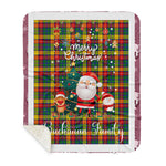 Personalized Gift Tartan Plaid Blanket Clan Buchanan With Funny Santa Snowman Reindeer Merry Christmas Gift Sherpa Blanket, blue plaid sherpa blanket,blue tartan sherpa blanket,Buchan,buffalo plaid sherpa blanket,christmas sherpa blanket,Christmas Throw Blanket