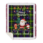 Personalized Gift Tartan Plaid Blanket Clan Watson Modern With Funny Santa Snowman Reindeer Merry Christmas Gift Sherpa Blanket, blue plaid sherpa blanket,blue tartan sherpa blanket,Buchan,buffalo plaid sherpa blanket,christmas sherpa blanket,Christmas Throw Blanket
