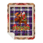 Personalized Gift Plaid Tartan Blanket Clan MacDonald Dress Modern With Moose Lover Xmas Gift Santa Riding Buffalo Plaid Christmas Sherpa Blanket - Sherpa Blanket