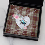 Sea Turtle Necklace Gift for My Beautiful Girlfriend Valentines Necklace Clan Cunningham Burgundy Tartan Blue Turtle Necklace
