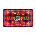 Doormat - Welcome Mat Scottish Clan Badge Fraser Modern Tartan Door Mat, Plaid Doormat With Thistle and Two Lion Scottish