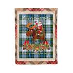 Personalized Gift Plaid Tartan Blanket Clan Campbell Dress With Moose Lover Xmas Gift Santa Riding Christmas Fleece Blanket