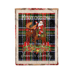 Personalized Gift Plaid Tartan Blanket Clan Francis With Moose Lover Xmas Gift Santa Riding Christmas Fleece Blanket