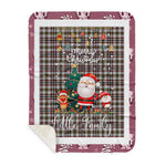 Personalized Gift Tartan Plaid Blanket Clan Little Arisaid With Funny Santa Snowman Reindeer Merry Christmas Gift Sherpa Blanket, blue plaid sherpa blanket,blue tartan sherpa blanket,Buchan,buffalo plaid sherpa blanket,christmas sherpa blanket,Christmas Throw Blanket