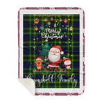 Personalized Gift Tartan Plaid Blanket Clan Campbell Of Breadalbane Modern With Funny Santa Snowman Reindeer Merry Christmas Gift Sherpa Blanket, blue plaid sherpa blanket,blue tartan sherpa blanket,Buchan,buffalo plaid sherpa blanket,christmas sherpa blanket,Christmas Throw Blanket