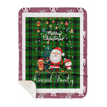 Personalized Gift Tartan Plaid Blanket Clan Kincaid With Funny Santa Snowman Reindeer Merry Christmas Gift Sherpa Blanket, blue plaid sherpa blanket,blue tartan sherpa blanket,Buchan,buffalo plaid sherpa blanket,christmas sherpa blanket,Christmas Throw Blanket