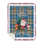Personalized Gift Tartan Plaid Blanket Clan Napier Ancient With Funny Santa Snowman Reindeer Merry Christmas Gift Sherpa Blanket, blue plaid sherpa blanket,blue tartan sherpa blanket,Buchan,buffalo plaid sherpa blanket,christmas sherpa blanket,Christmas Throw Blanket