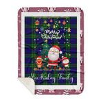 Personalized Gift Tartan Plaid Blanket Clan MacKinlay Modern With Funny Santa Snowman Reindeer Merry Christmas Gift Sherpa Blanket, blue plaid sherpa blanket,blue tartan sherpa blanket,Buchan,buffalo plaid sherpa blanket,christmas sherpa blanket,Christmas Throw Blanket