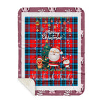 Personalized Gift Tartan Plaid Blanket Clan MacTavish With Funny Santa Snowman Reindeer Merry Christmas Gift Sherpa Blanket, blue plaid sherpa blanket,blue tartan sherpa blanket,Buchan,buffalo plaid sherpa blanket,christmas sherpa blanket,Christmas Throw Blanket