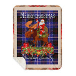 Personalized Gift Plaid Tartan Blanket Clan Dunlop Modern With Moose Lover Xmas Gift Santa Riding Buffalo Plaid Christmas Sherpa Blanket