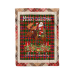 Personalized Gift Plaid Tartan Blanket Clan Skene With Moose Lover Xmas Gift Santa Riding Christmas Fleece Blanket