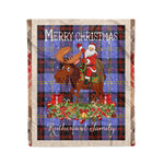 Personalized Gift Plaid Tartan Blanket Clan Rutherford With Moose Lover Xmas Gift Santa Riding Christmas Fleece Blanket