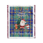 Personalized Gift Tartan Plaid Blanket Clan US Marine With Funny Santa Snowman Reindeer Merry Christmas Fleece Blanket, Home Living Room, Plaid Blanket, Tartan Blanket, Scottish Blanket, Buffalo fleece blanket, Christmas Blanket