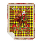 Personalized Gift Plaid Tartan Blanket Clan Jardine Yellow With Moose Lover Xmas Gift Santa Riding Buffalo Plaid Christmas Sherpa Blanket