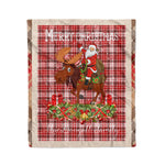 Personalized Gift Plaid Tartan Blanket Clan MacDougall Dress With Moose Lover Xmas Gift Santa Riding Christmas Fleece Blanket