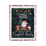 Personalized Gift Tartan Plaid Blanket Clan Campbell Of Cawdor Modern With Funny Santa Snowman Reindeer Merry Christmas Fleece Blanket, Home Living Room, Plaid Blanket, Tartan Blanket, Scottish Blanket, Buffalo fleece blanket, Christmas Blanket
