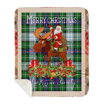 Personalized Gift Plaid Tartan Blanket Clan MacKenzie Dress Modern With Moose Lover Xmas Gift Santa Riding Buffalo Plaid Christmas Sherpa Blanket