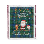 Personalized Gift Tartan Plaid Blanket Clan Lauder With Funny Santa Snowman Reindeer Merry Christmas Fleece Blanket, Home Living Room, Plaid Blanket, Tartan Blanket, Scottish Blanket, Buffalo fleece blanket, Christmas Blanket