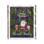 Personalized Gift Tartan Plaid Blanket Clan Stewart of Appin Hunting With Funny Santa Snowman Reindeer Merry Christmas Fleece Blanket, Home Living Room, Plaid Blanket, Tartan Blanket, Scottish Blanket, Buffalo fleece blanket, Christmas Blanket