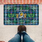 Doormat - Welcome Mat Scottish Clan Badge Campbell Of Cawdor Ancient Tartan Door Mat, Plaid Doormat With Thistle and Two Lion Scottish