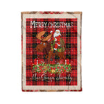 Personalized Gift Plaid Tartan Blanket Clan MacQueen With Moose Lover Xmas Gift Santa Riding Christmas Fleece Blanket