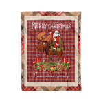 Personalized Gift Plaid Tartan Blanket Clan Pennington With Moose Lover Xmas Gift Santa Riding Christmas Fleece Blanket