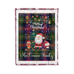 Personalized Gift Tartan Plaid Blanket Clan MacLennan With Funny Santa Snowman Reindeer Merry Christmas Fleece Blanket, Home Living Room, Plaid Blanket, Tartan Blanket, Scottish Blanket, Buffalo fleece blanket, Christmas Blanket