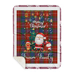Personalized Gift Tartan Plaid Blanket Clan Fraser Ancient With Funny Santa Snowman Reindeer Merry Christmas Gift Sherpa Blanket, blue plaid sherpa blanket,blue tartan sherpa blanket,Buchan,buffalo plaid sherpa blanket,christmas sherpa blanket,Christmas Throw Blanket
