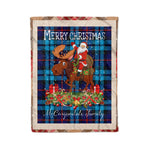 Personalized Gift Plaid Tartan Blanket Clan McCorquodale With Moose Lover Xmas Gift Santa Riding Christmas Fleece Blanket