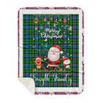 Personalized Gift Tartan Plaid Blanket Clan Forsyth Modern With Funny Santa Snowman Reindeer Merry Christmas Gift Sherpa Blanket, blue plaid sherpa blanket,blue tartan sherpa blanket,Buchan,buffalo plaid sherpa blanket,christmas sherpa blanket,Christmas Throw Blanket