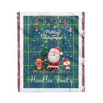 Personalized Gift Tartan Plaid Blanket Clan Hamilton Hunting Ancient With Funny Santa Snowman Reindeer Merry Christmas Fleece Blanket, Christmas Blanket, Plaid Blanket, Tartan Blanket,Scottish Blanket