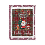 Personalized Gift Tartan Plaid Blanket Clan Lindsay With Funny Santa Snowman Reindeer Merry Christmas Fleece Blanket, Home Living Room, Plaid Blanket, Tartan Blanket, Scottish Blanket, Buffalo fleece blanket, Christmas Blanket