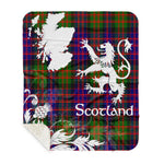 Sherpa Blanket - Tartan Blanket Thistle and Lion Scottish Clan Donaldson Plaid Blanket, plaid sherpa blanket queen,purple sherpa blanket,queen sherpa blanket,queen size sherpa blanket,red sherpa blanket,scottish tartan blankets,sherpa blanket,sherpa christmas blanket