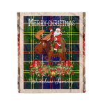 Personalized Gift Plaid Tartan Blanket Clan Whitelaw Modern With Moose Lover Xmas Gift Santa Riding Christmas Fleece Blanket