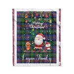 Personalized Gift Tartan Plaid Blanket Clan Logan Ancient With Funny Santa Snowman Reindeer Merry Christmas Fleece Blanket, Home Living Room, Plaid Blanket, Tartan Blanket, Scottish Blanket, Buffalo fleece blanket, Christmas Blanket