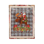 Personalized Gift Plaid Tartan Blanket Clan Borthwick With Moose Lover Xmas Gift Santa Riding Christmas Fleece Blanket
