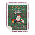 Personalized Gift Tartan Plaid Blanket Clan MacKinnon Hunting Ancient With Funny Santa Snowman Reindeer Merry Christmas Gift Sherpa Blanket, blue plaid sherpa blanket,blue tartan sherpa blanket,Buchan,buffalo plaid sherpa blanket,christmas sherpa blanket,Christmas Throw Blanket