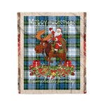 Personalized Gift Plaid Tartan Blanket Clan Campbell Dress With Moose Lover Xmas Gift Santa Riding Christmas Fleece Blanket